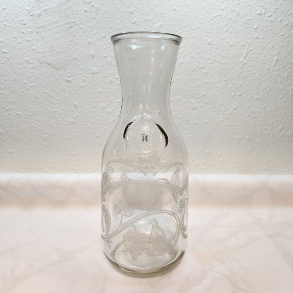 VTG 1988 Norman Kosarin Paul Masson Etched Glass Bird Vine Wine Carafe‎ Decanter - Picture 1 of 8